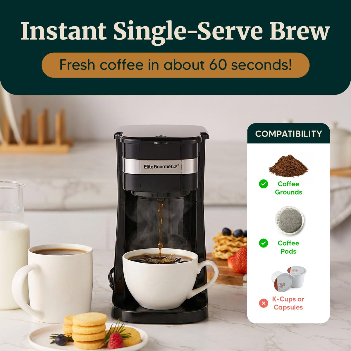 Black Single-Serve Compact Coffee Maker Y556