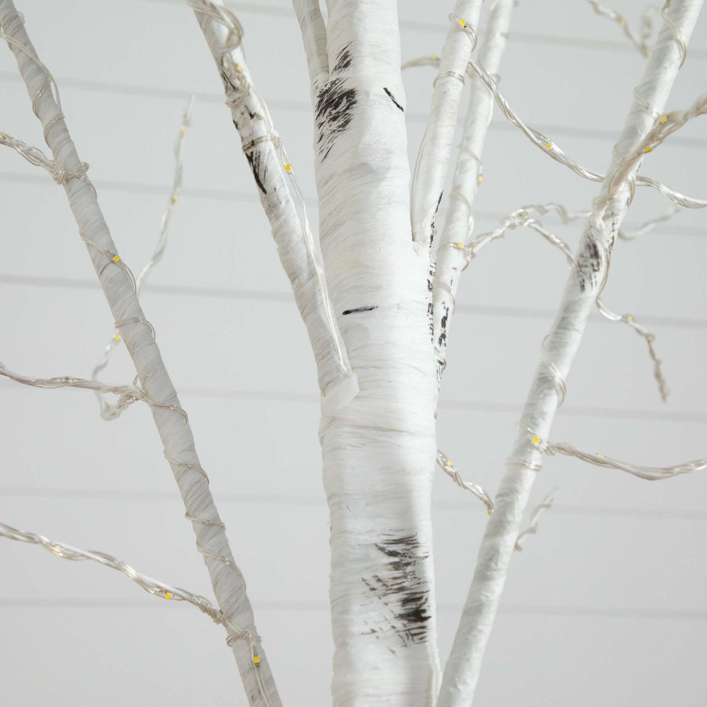 8-FT Pre-lit Artificial White Birch Tree with LED Lights E17989