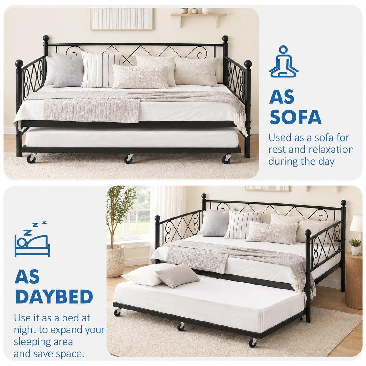 Twin Daybed with Trundle and Heart-Shaped Headboard X8118