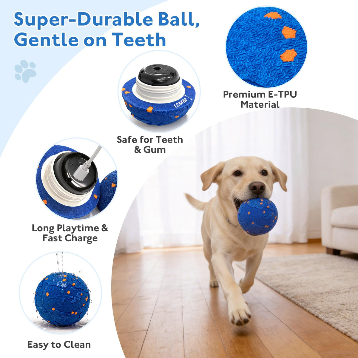 Dog Nail Grinder Interactive Dog Toys Ball with 2 Shells Blue D3471