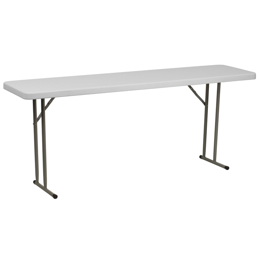 6-Foot Rectangle Granite White Plastic Folding Training Table L445944