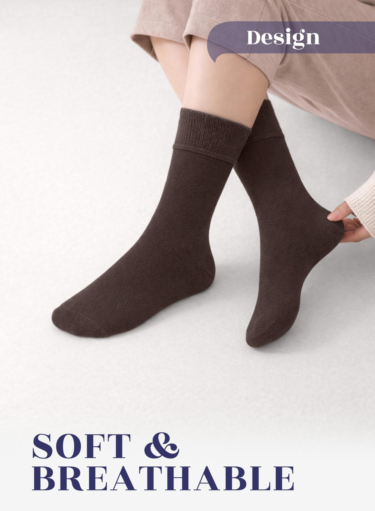 Women's Thin Bamboo Crew Socks, 3-6 Pairs X43812
