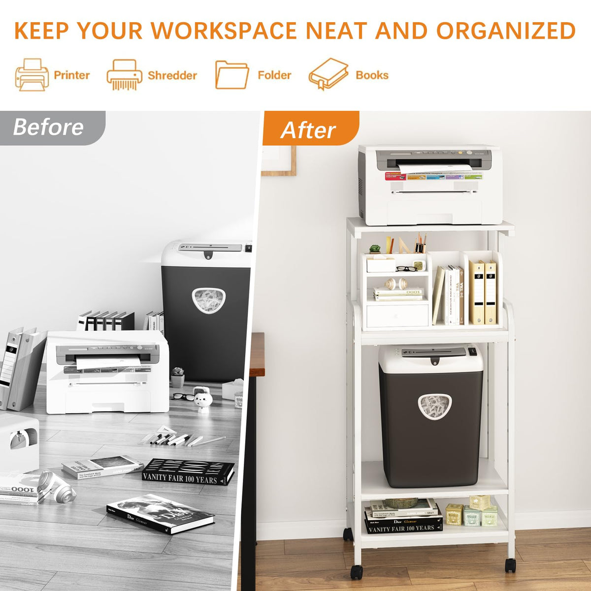 4-Tier Printer Stand with Storage Shelf R49395