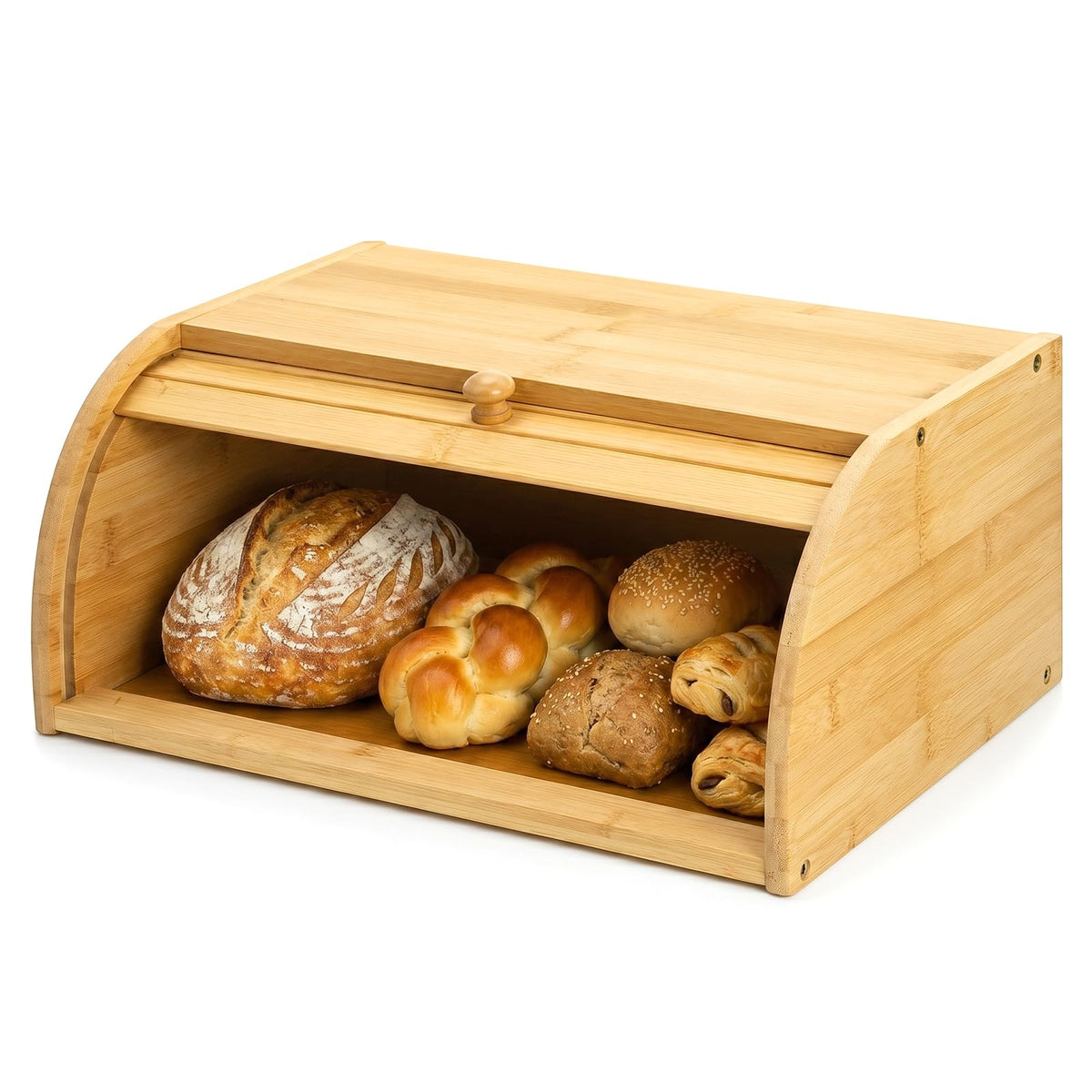 Large Natural Bamboo Roll Top Bread Box S185018