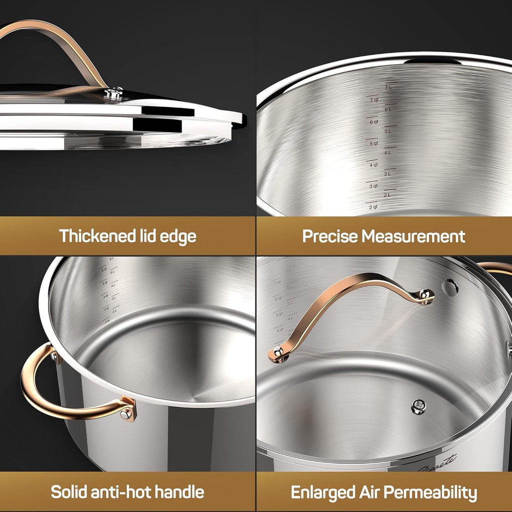 8 Quart 3 Ply Stainless Steel Stock Pot with Lid D87540