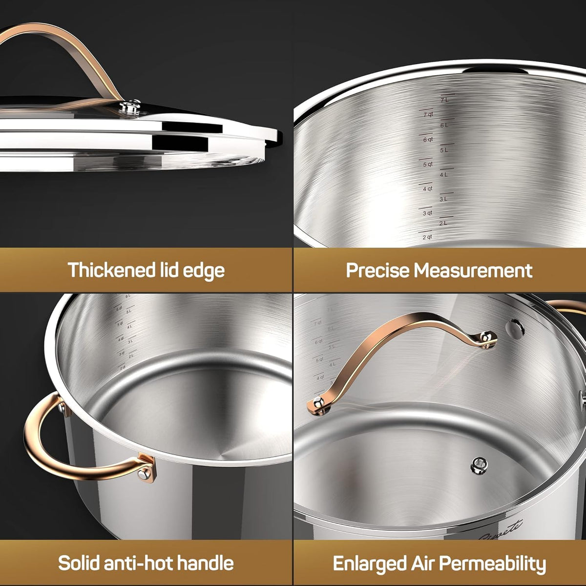 8 Quart 3 Ply Stainless Steel Stock Pot with Lid D87540