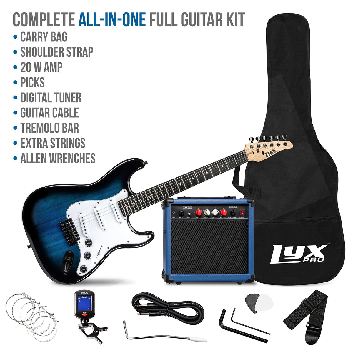 39 inch Electric Guitar Kit with Amplifier Blue C13991