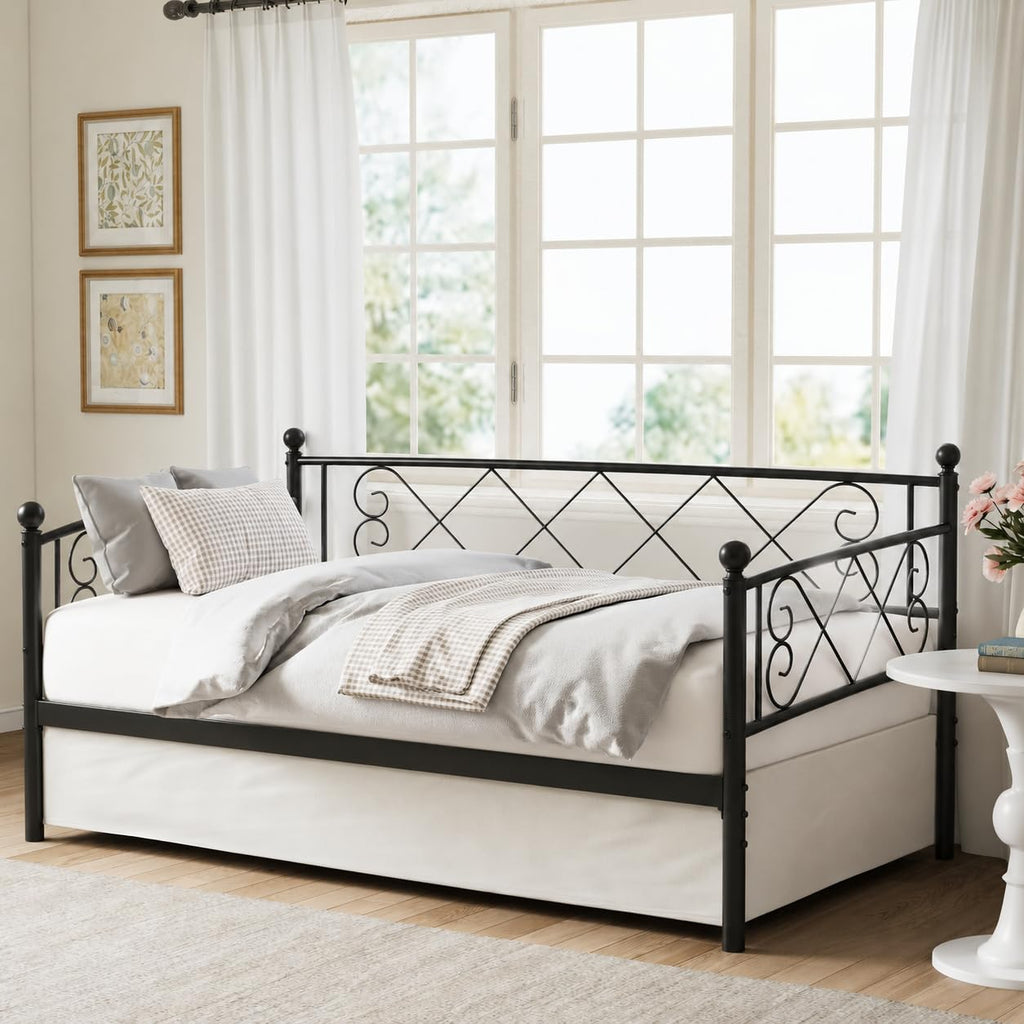 Twin Daybed with Trundle and Heart-Shaped Headboard X8118