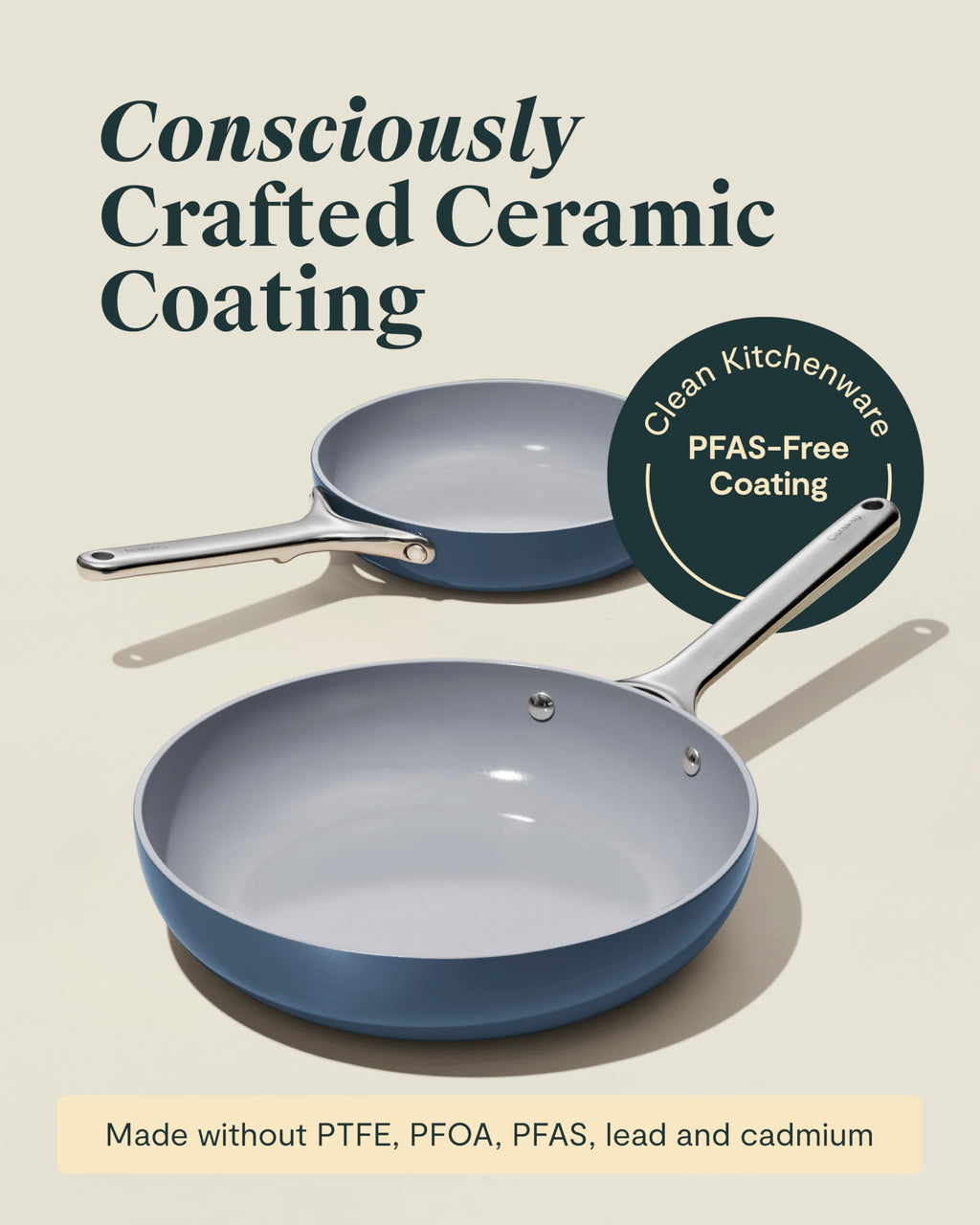 Non-Stick Ceramic Coated Fry Pan Trio, 8", 10.5", & 12" T1725