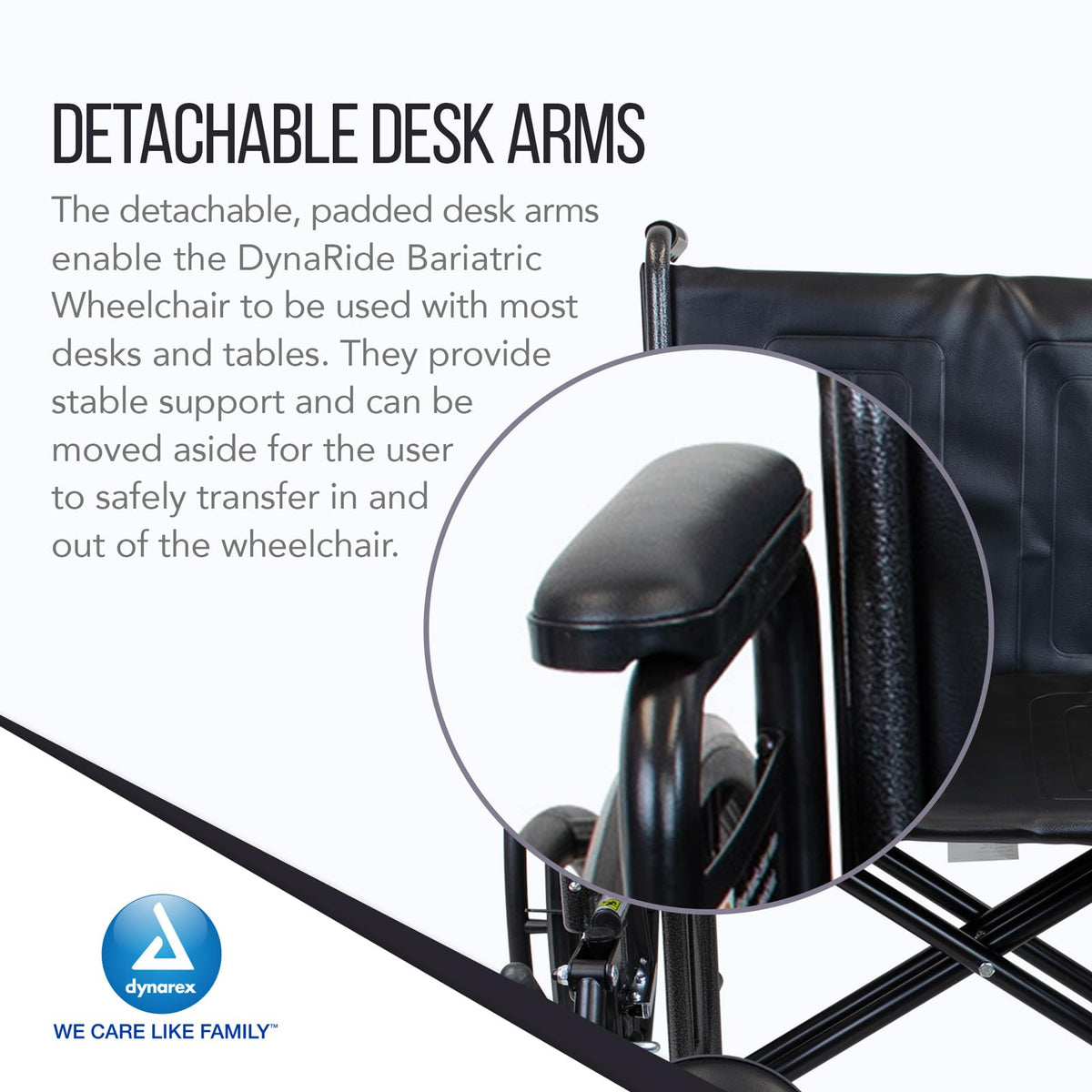 Heavy Duty Wheelchair with Detachable Desk Arms F96857
