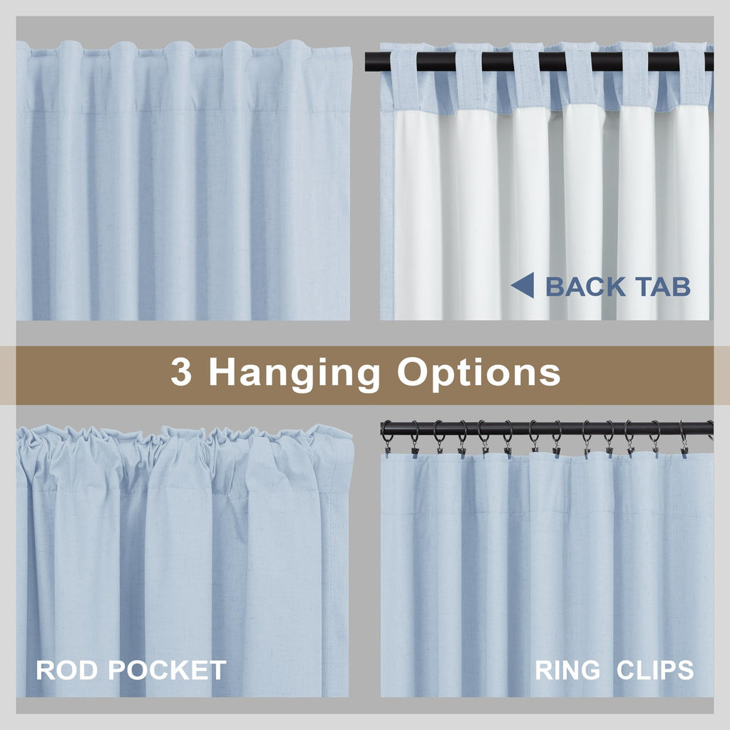 Light Blue Linen 108 Inch 2 Panel Curtain Set Y937679