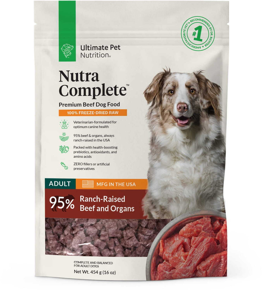 Freeze Dried Raw Dog Food with Antioxidants Prebiotics and Amino Acids, 1 Pound Beef A7377