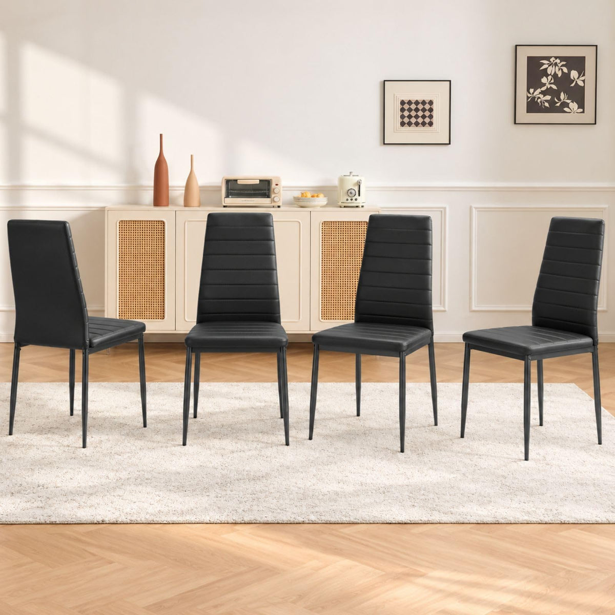 Black PU Leather Dining Chairs Set of 4 L4749