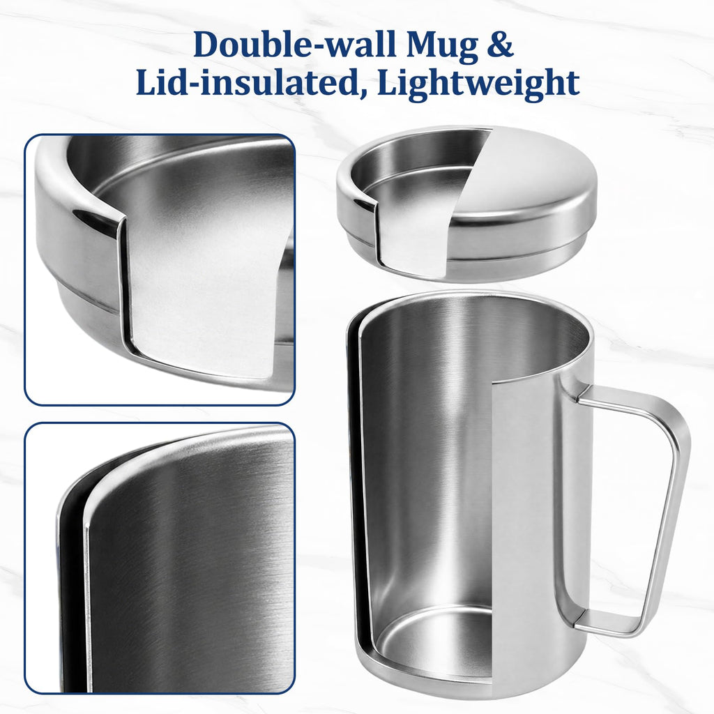 17oz Double Wall Stainless Steel Insulated Camping Mug with Lid X62296