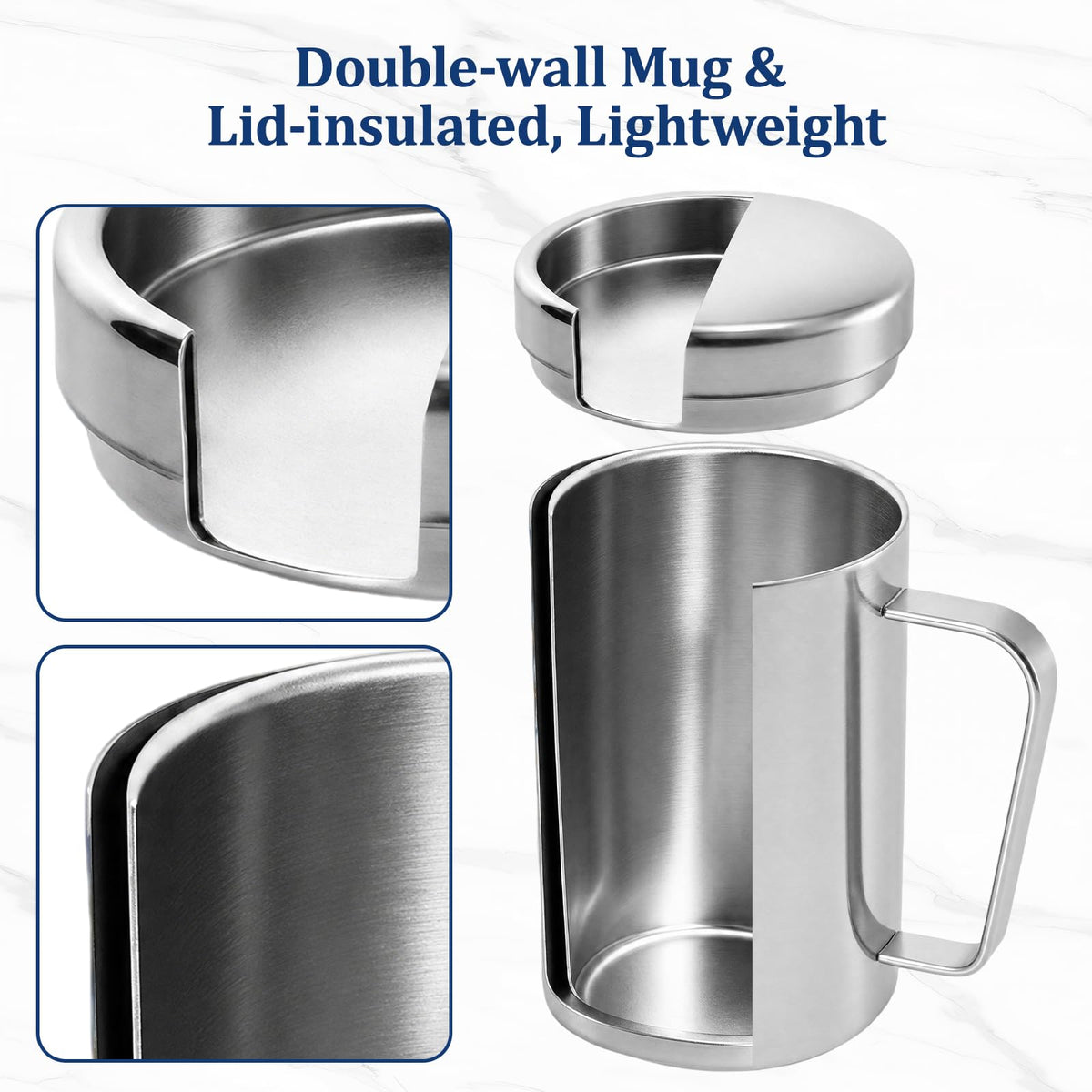 17oz Double Wall Stainless Steel Insulated Camping Mug with Lid X62296