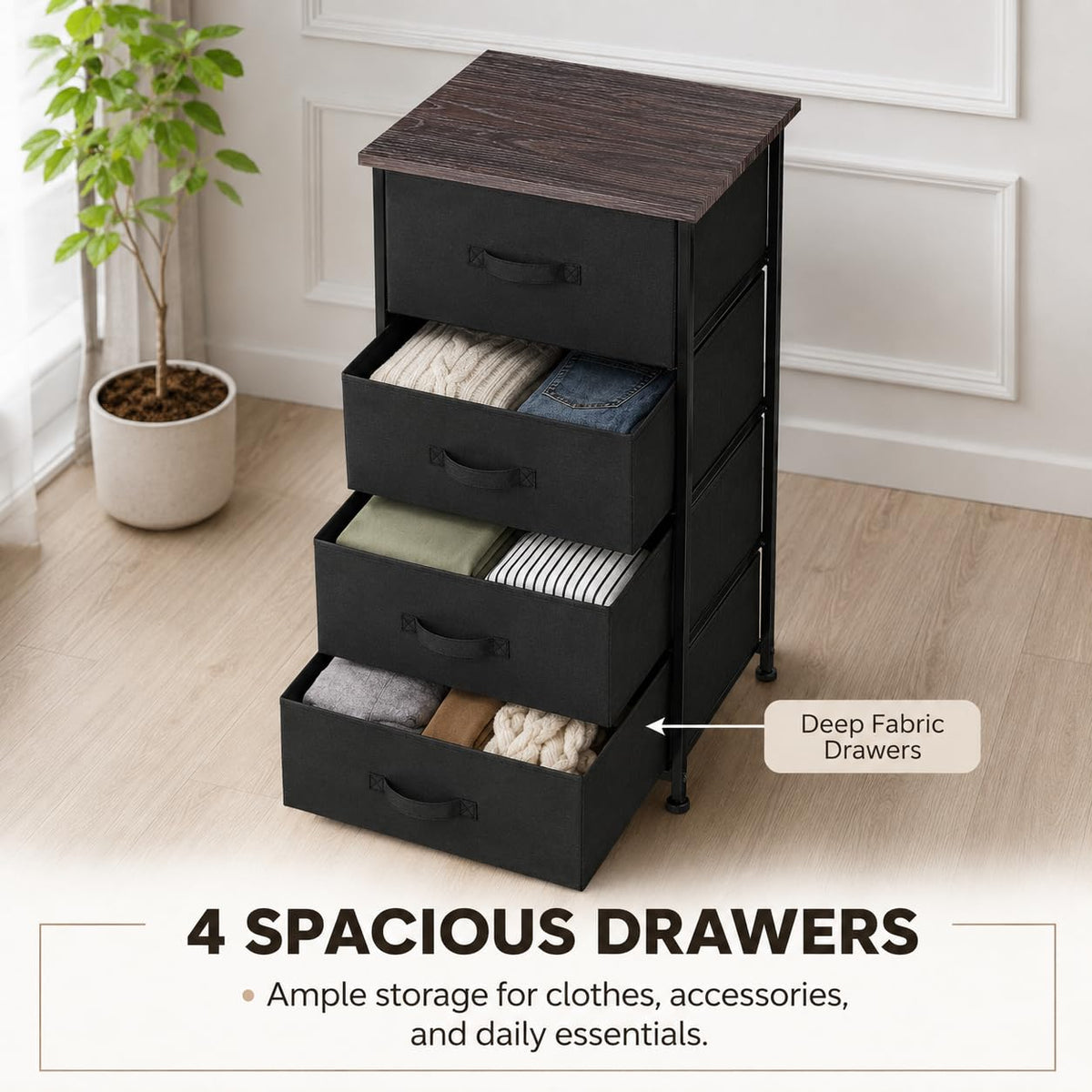 4 Drawer Fabric Storage Tower with Steel Frame J930