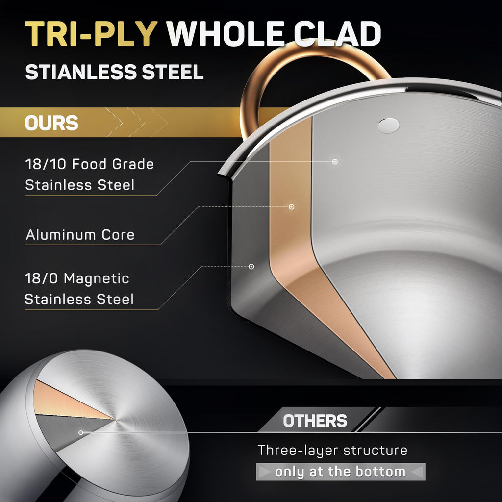 8 Quart 3 Ply Stainless Steel Stock Pot with Lid D87540