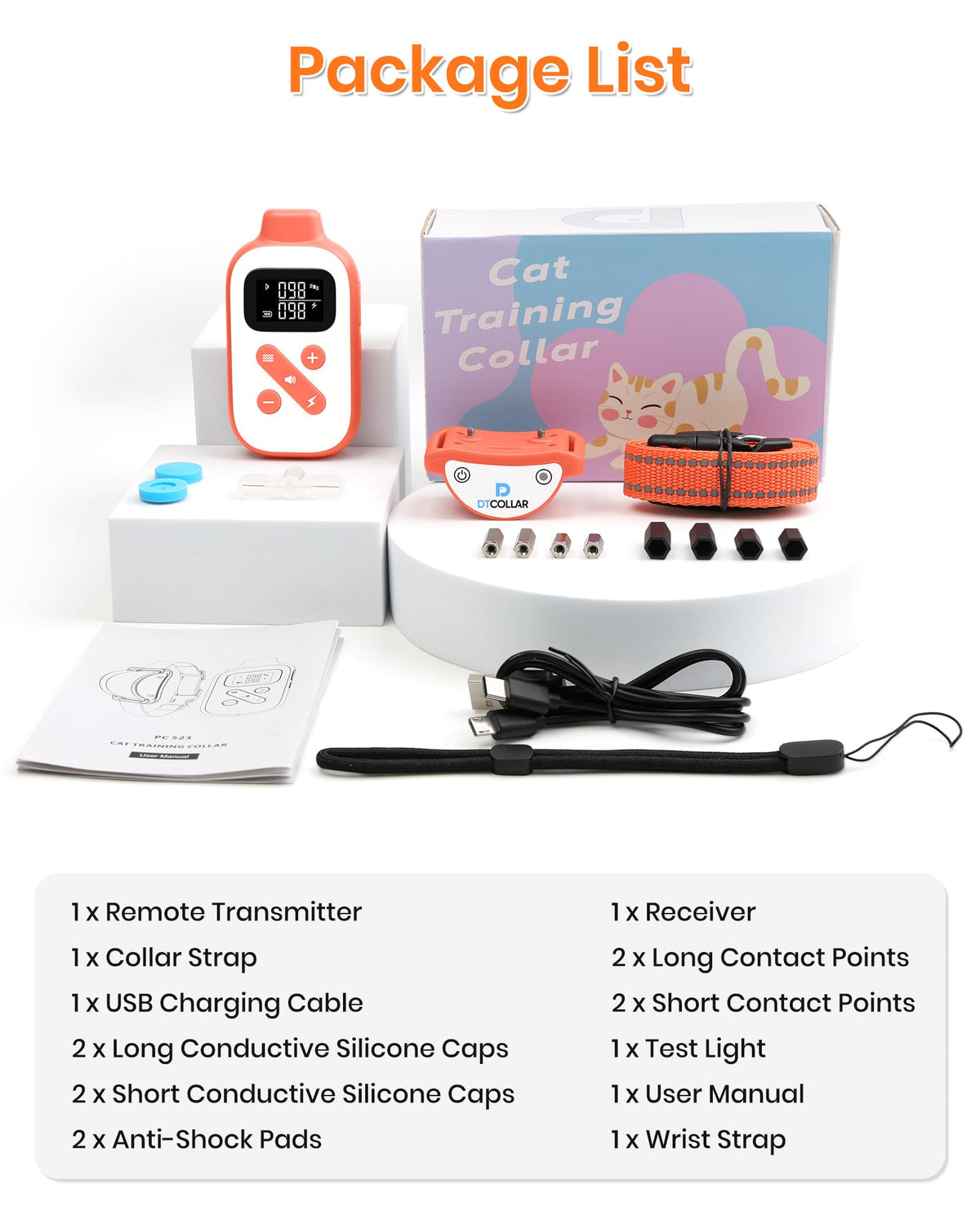 Lightweight Waterproof Cat Training Collar with Remote A469686