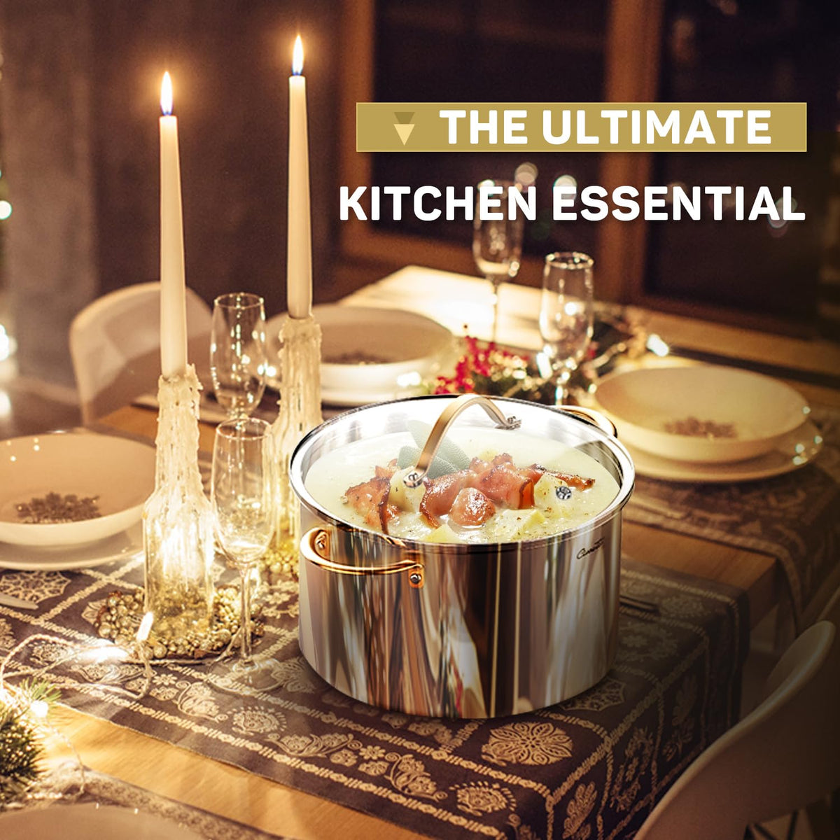 8 Quart 3 Ply Stainless Steel Stock Pot with Lid D87540