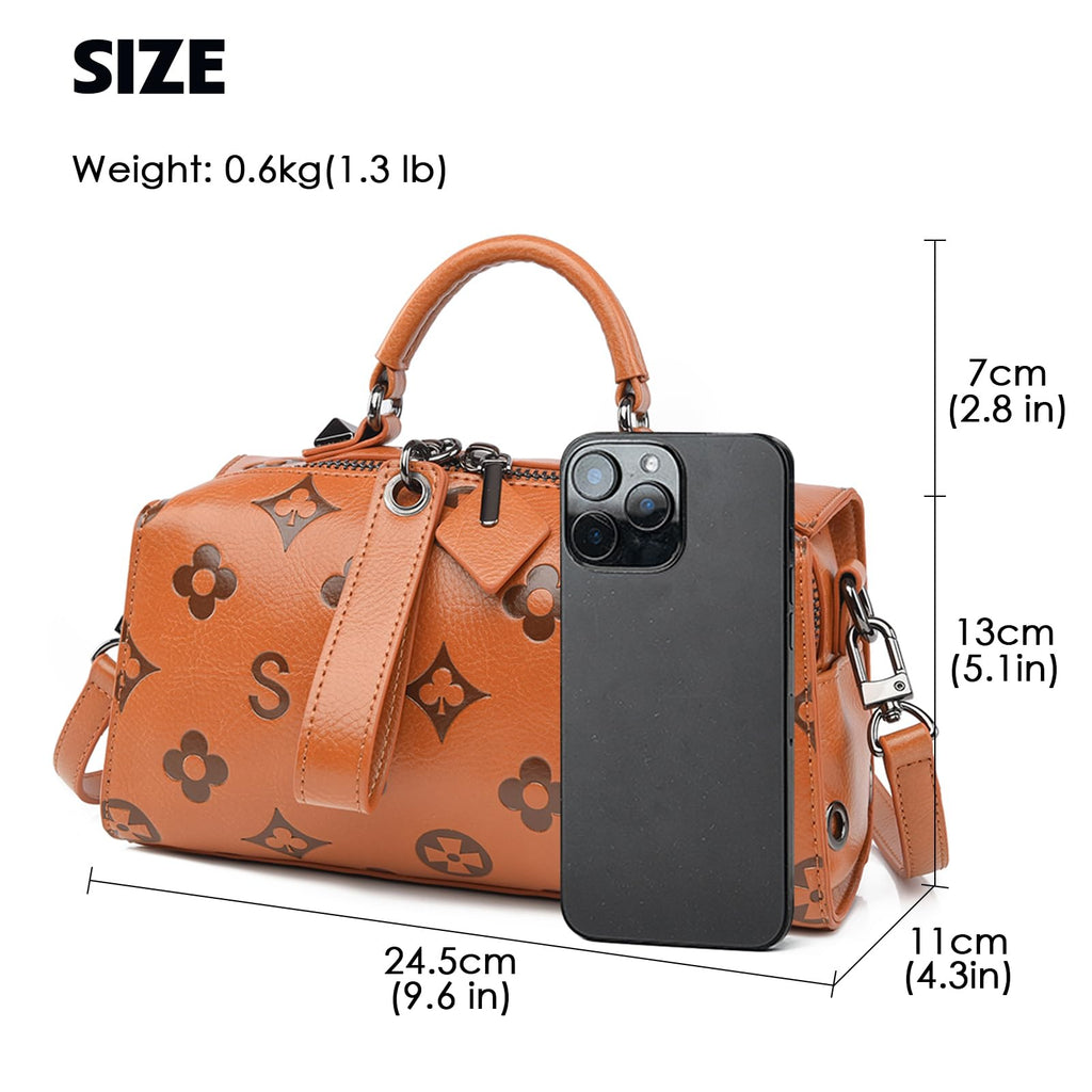 Women Floral Embossed PU Leather Tote Handbag V860
