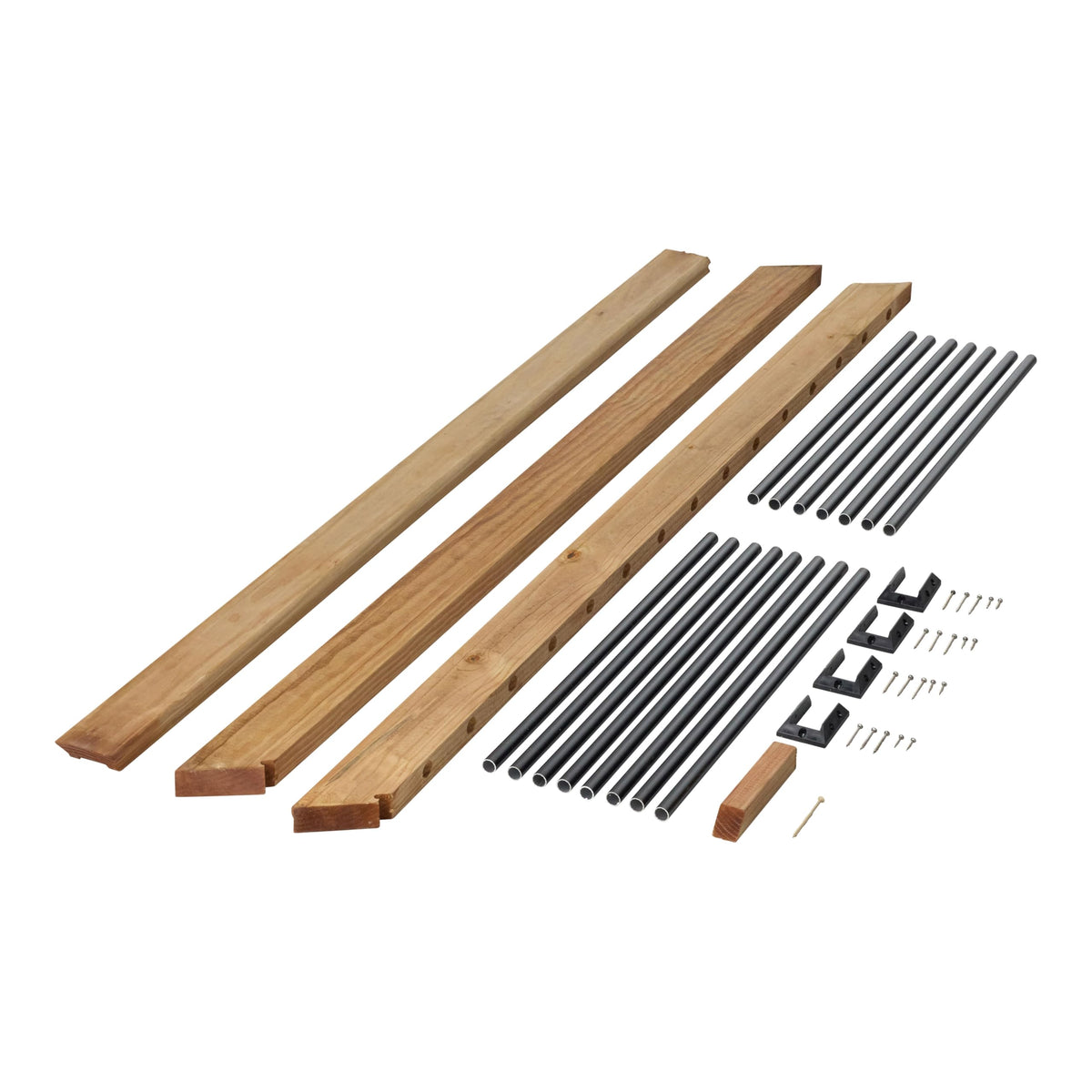 6 ft. Southern Yellow Pine Stair Rail Kit with Black Balusters O1037