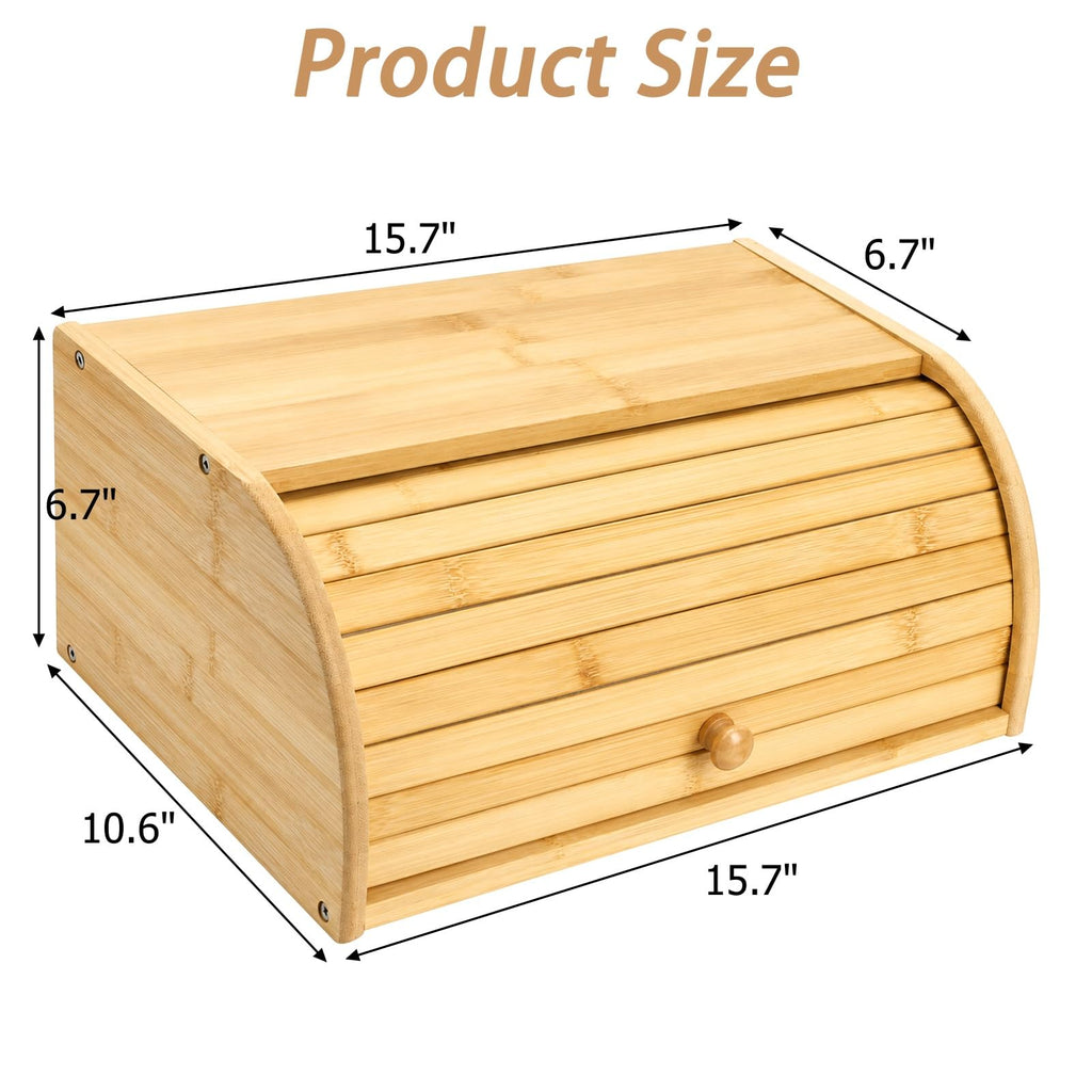 Large Natural Bamboo Roll Top Bread Box S185018