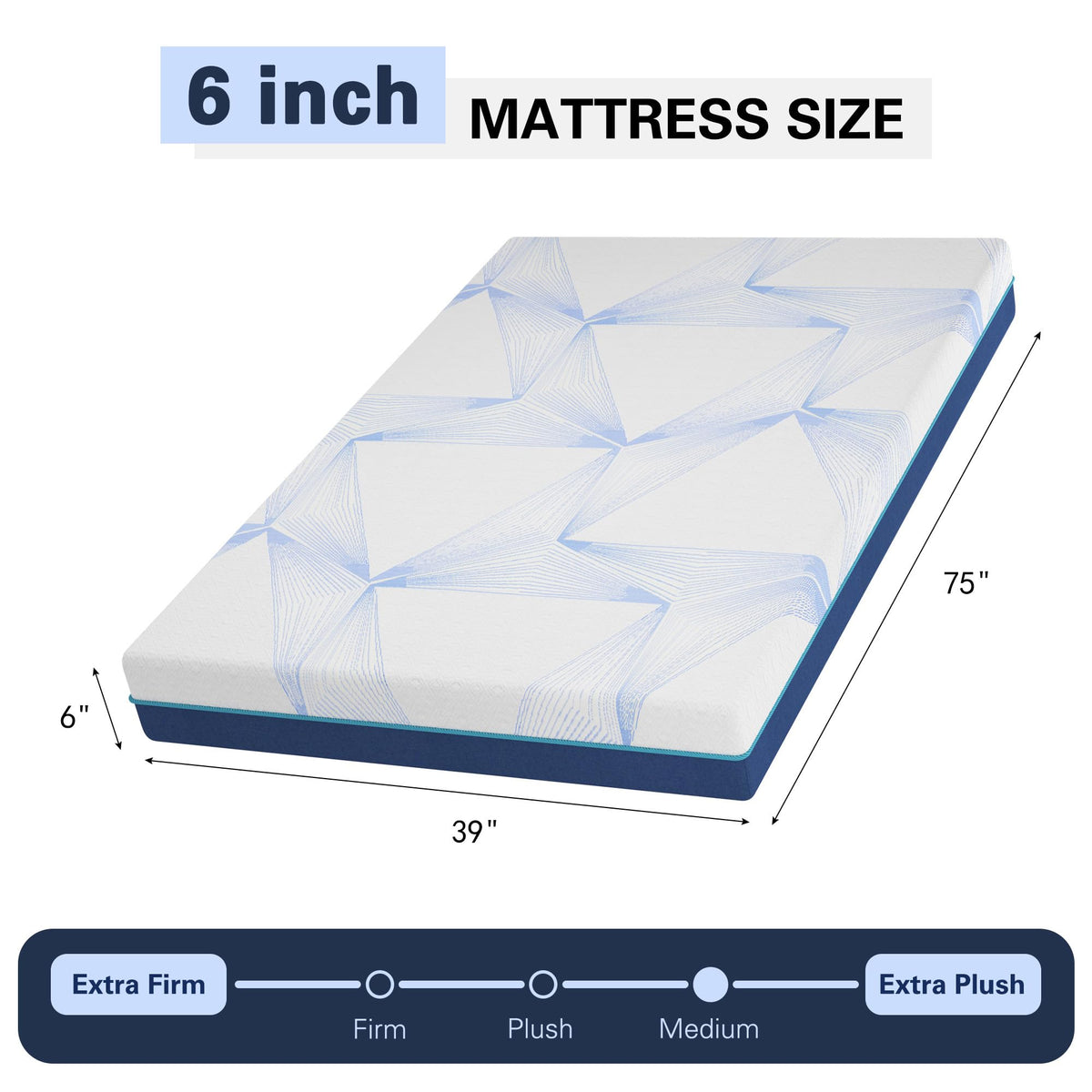 6 Inch Gel Memory Foam Twin Size Mattress M2552