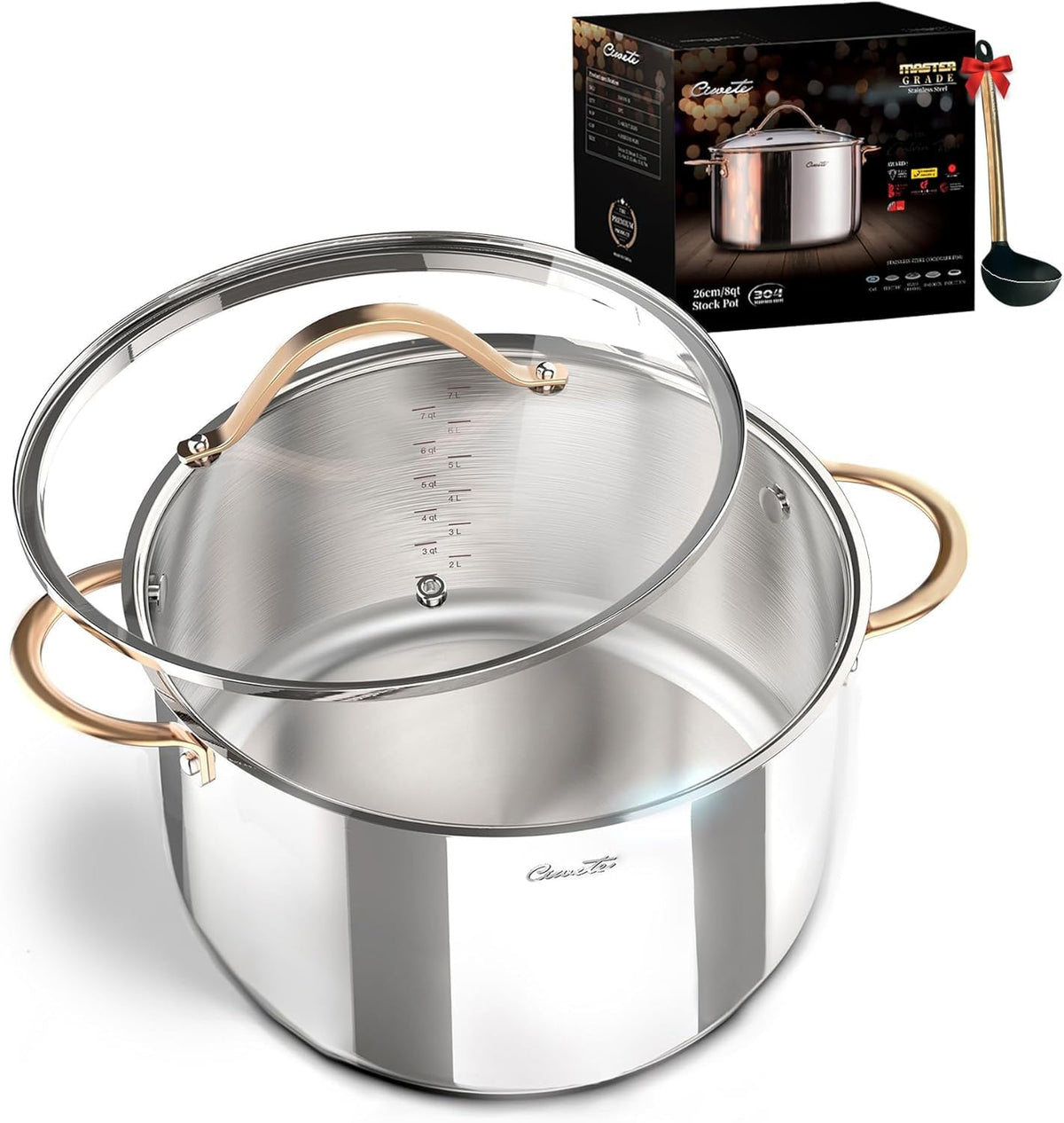 8 Quart 3 Ply Stainless Steel Stock Pot with Lid D87540