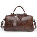 Women Floral Embossed PU Leather Tote Handbag V860