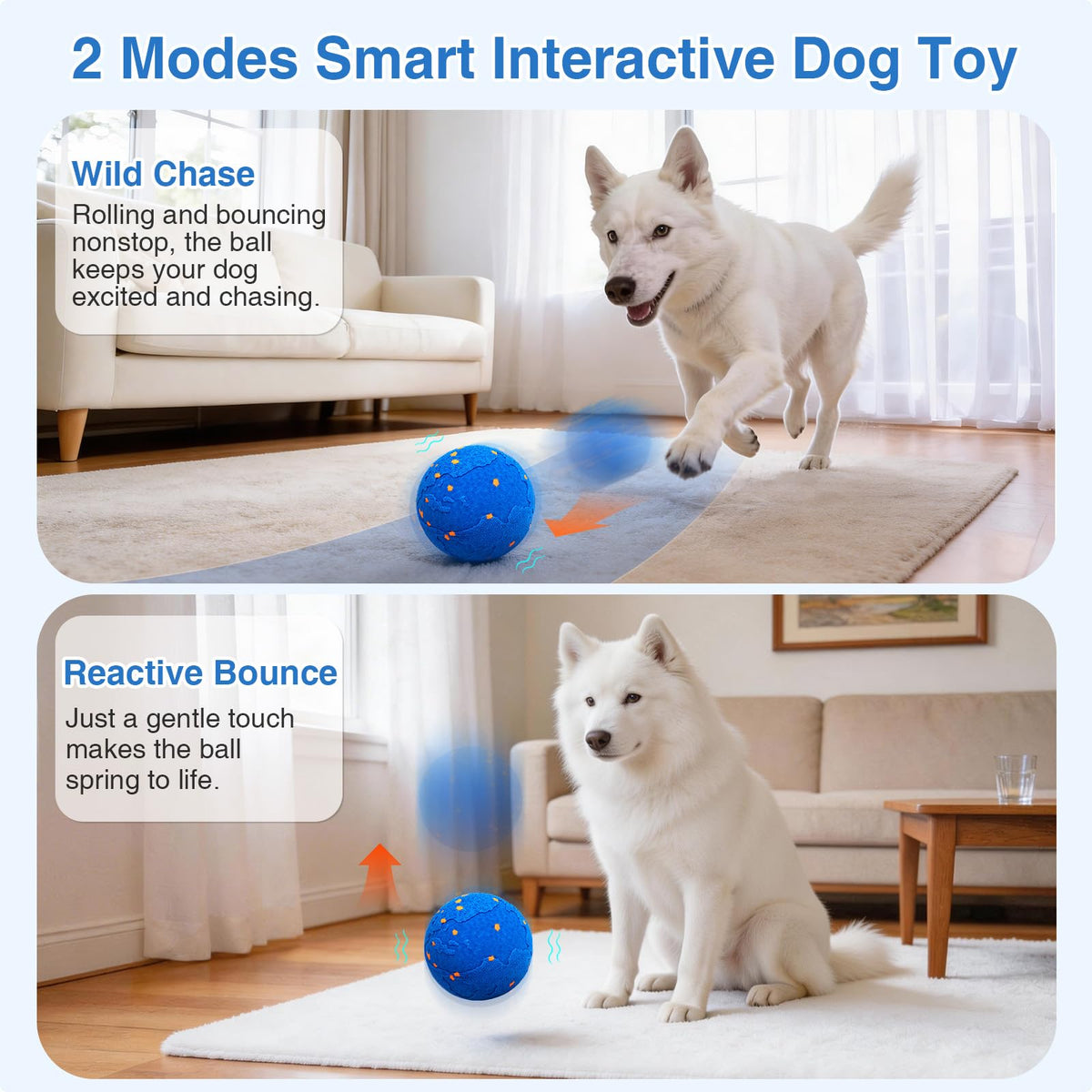 Dog Nail Grinder Interactive Dog Toys Ball with 2 Shells Blue D3471