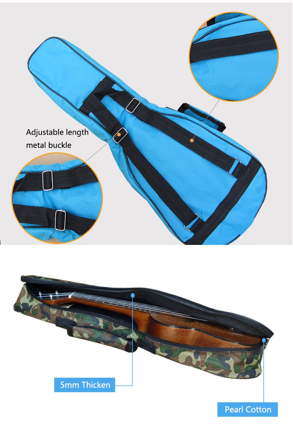 Waterproof Colorful Ukulele Case Bag with Storage 21in Y348955