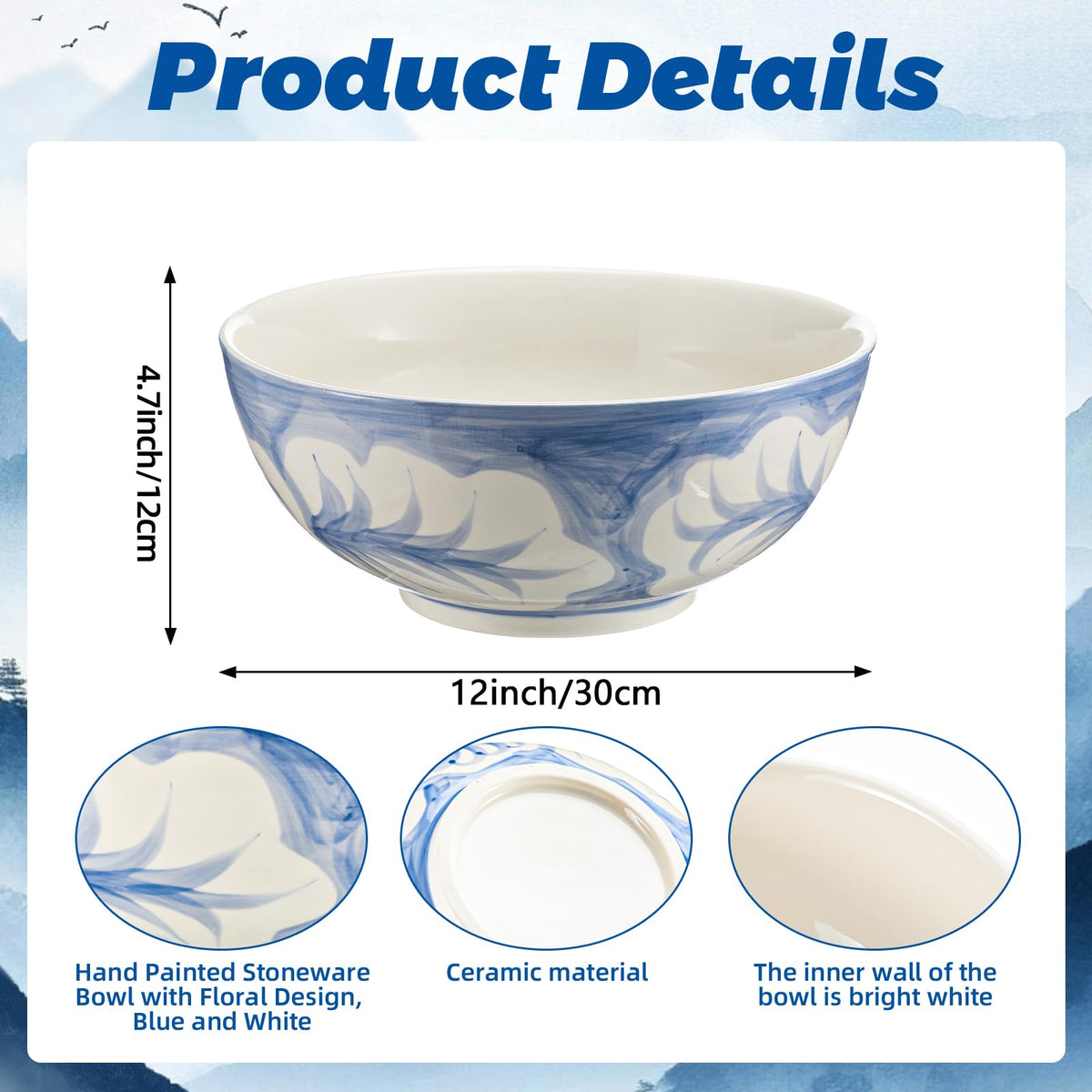 Blue and White Chinoiserie Pasta Bowl M29737
