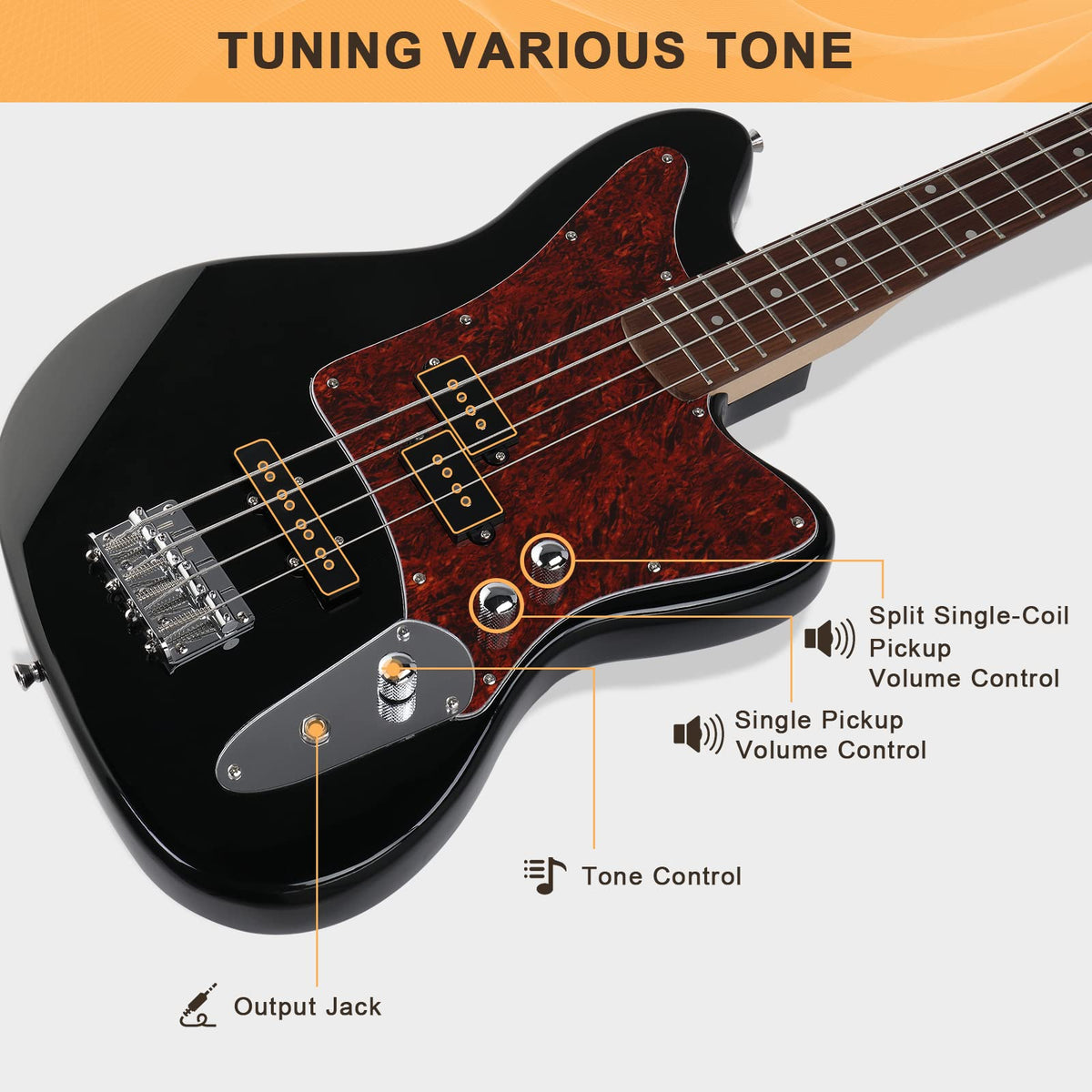 4 String Electric Bass Guitar Beginner Kit with Amp U306048