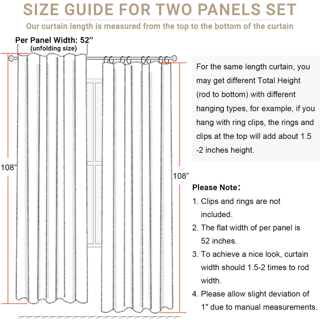 Light Blue Linen 108 Inch 2 Panel Curtain Set Y937679