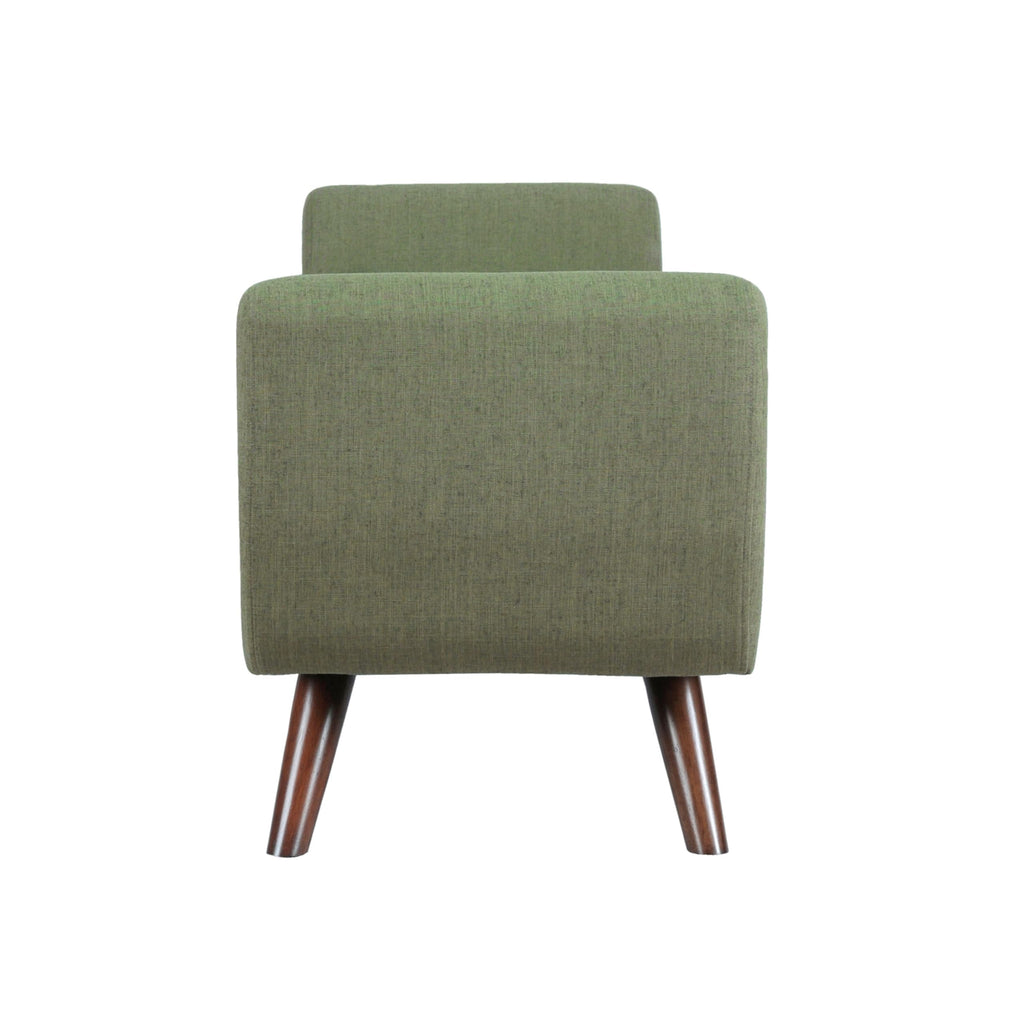 Olive Green Woven Storage Bench with Wood Legs P9783