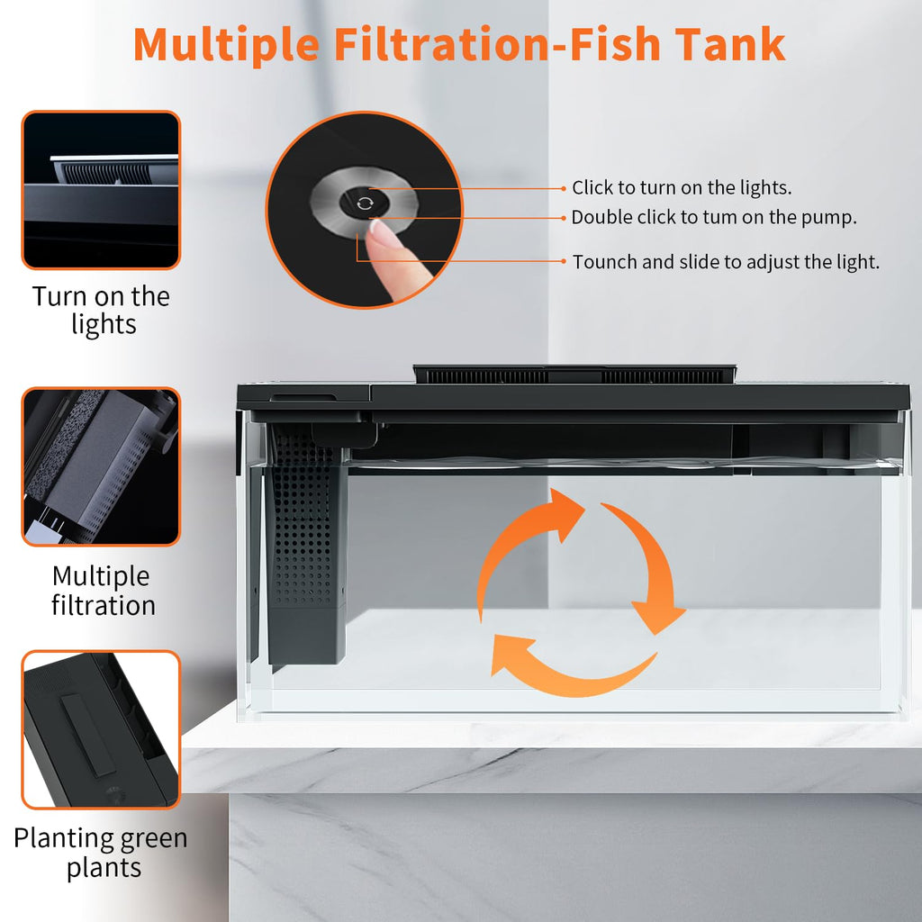3.7 Gallon Betta Fish Tank Kit with Filter Light Water Pump U9382
