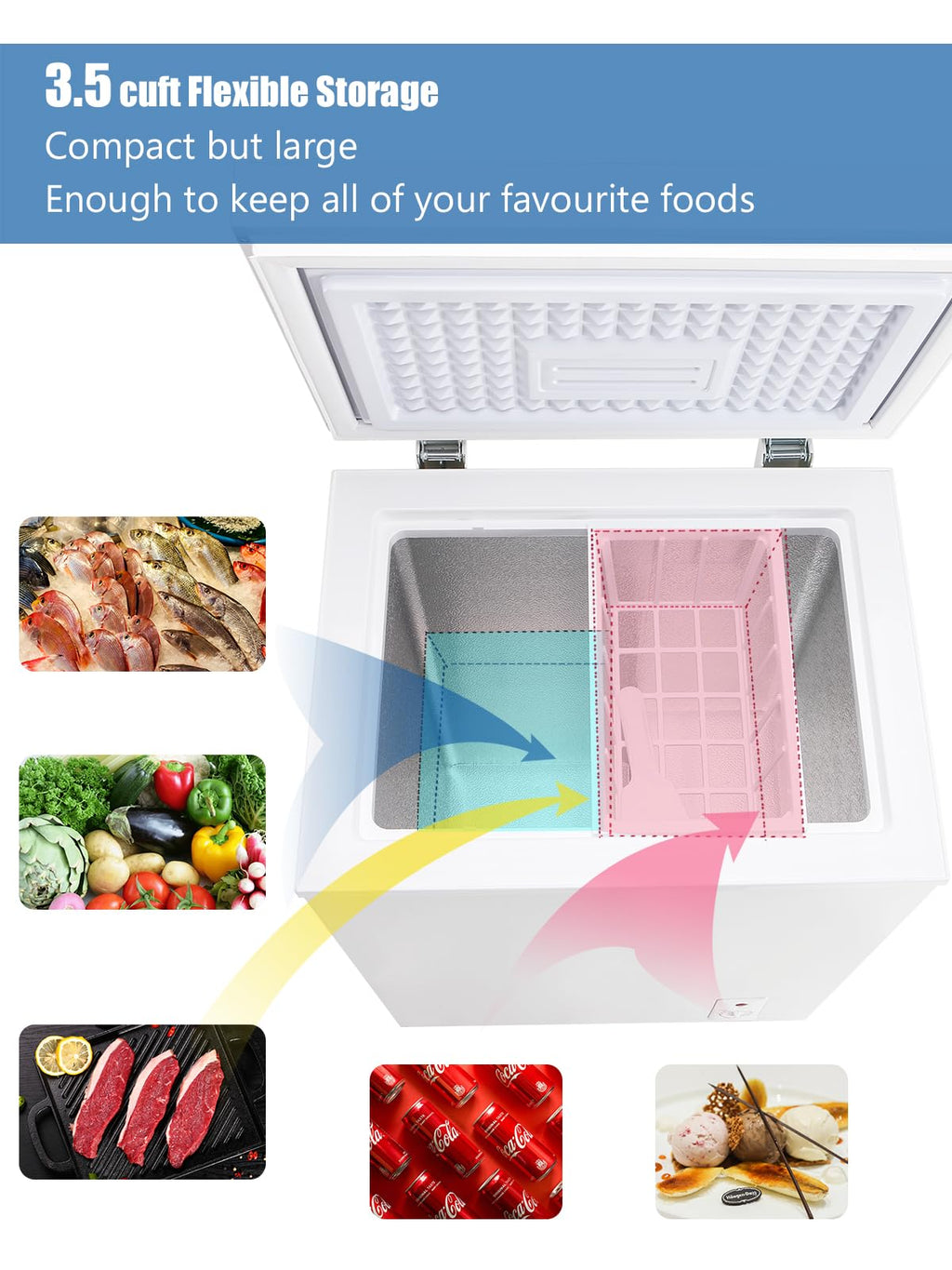 3.5 Cu.Ft Chest Freezer with Removable Basket, White S833836