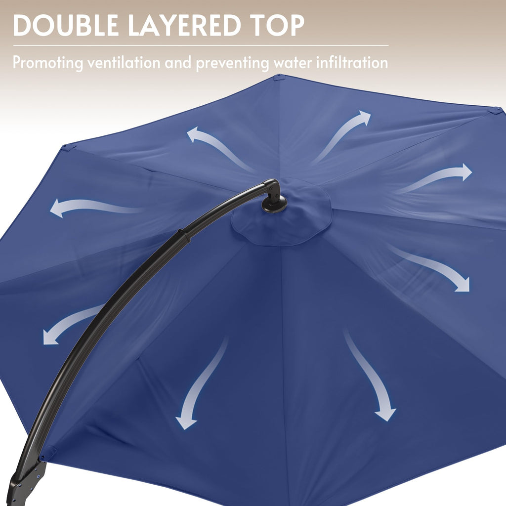 12FT Navy Blue Cantilever Patio Umbrella with Base E4580