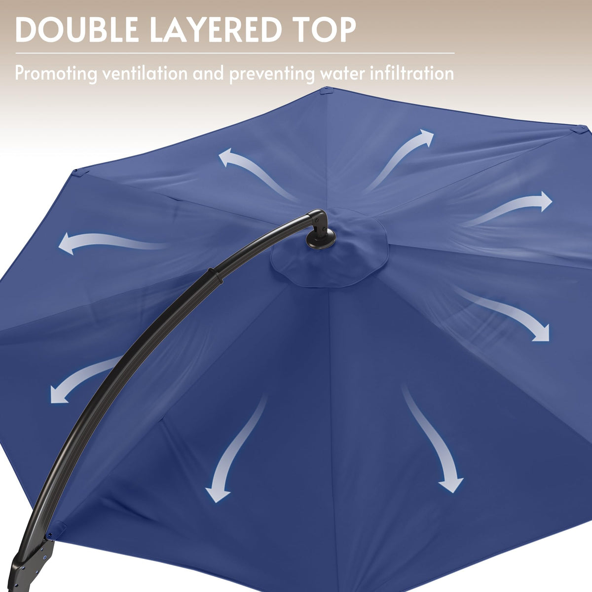 12FT Navy Blue Cantilever Patio Umbrella with Base E4580