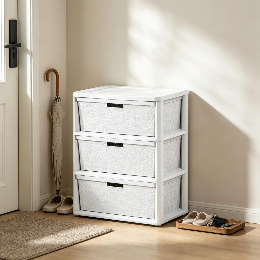White 3 Drawer Storage Tower B8310
