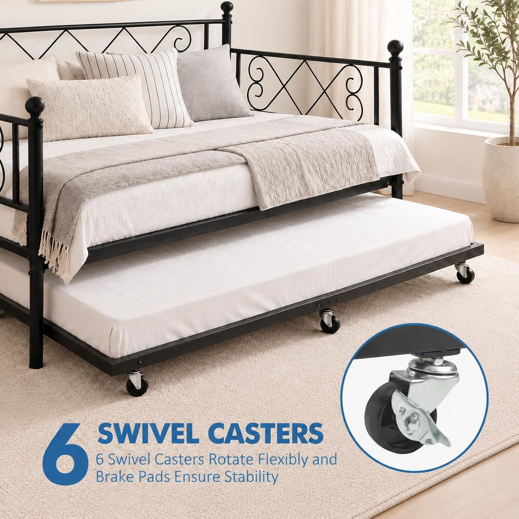 Twin Daybed with Trundle and Heart-Shaped Headboard X8118