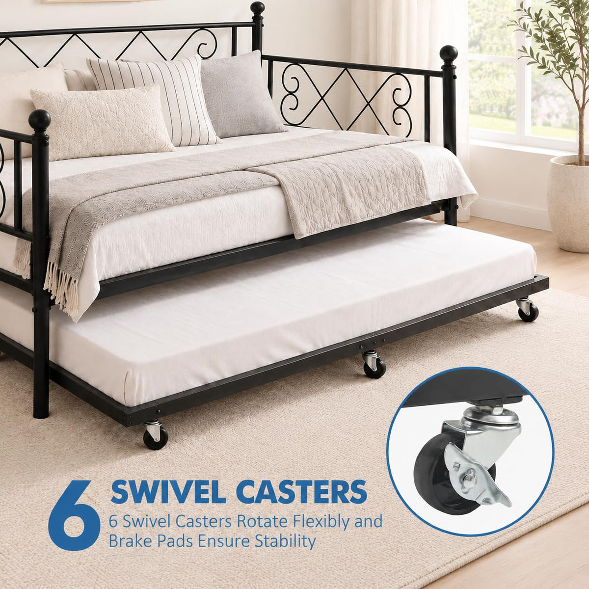 Twin Daybed with Trundle and Heart-Shaped Headboard X8118