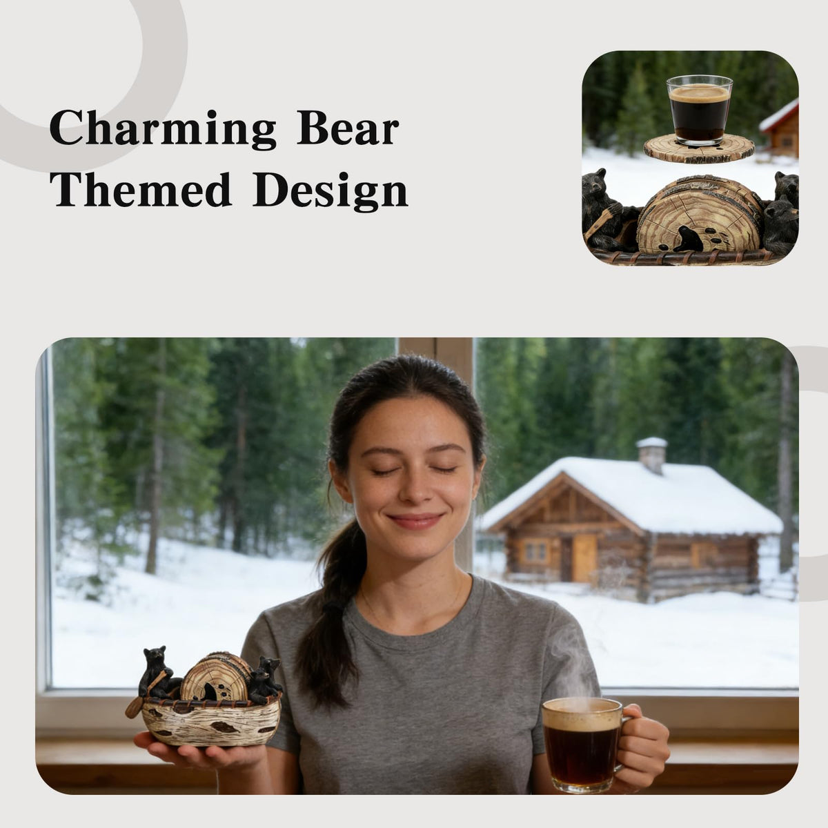 Wooden Drink Coasters Set of 6 I4628