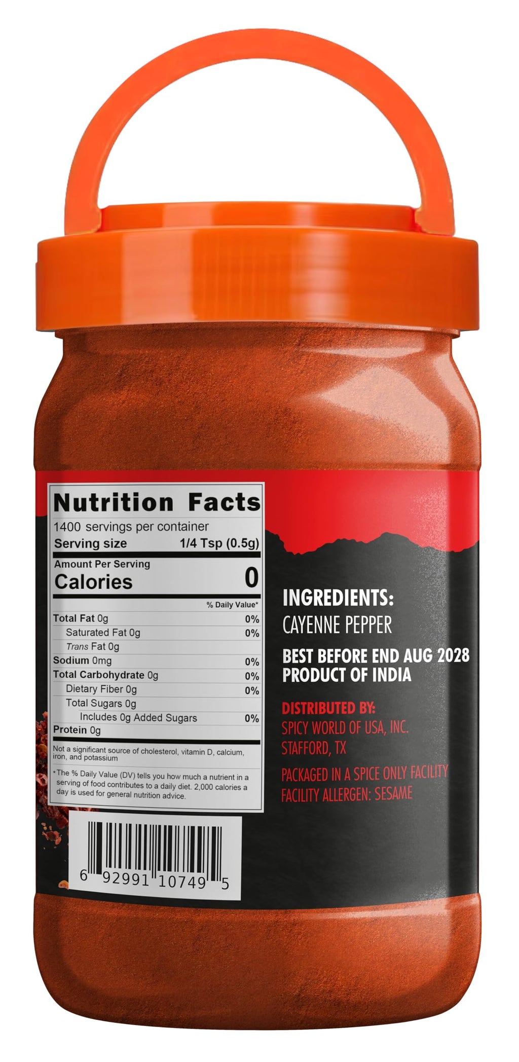 Cayenne Pepper Powder 2.5LB Jar 50,000 SHU Gluten Free N495