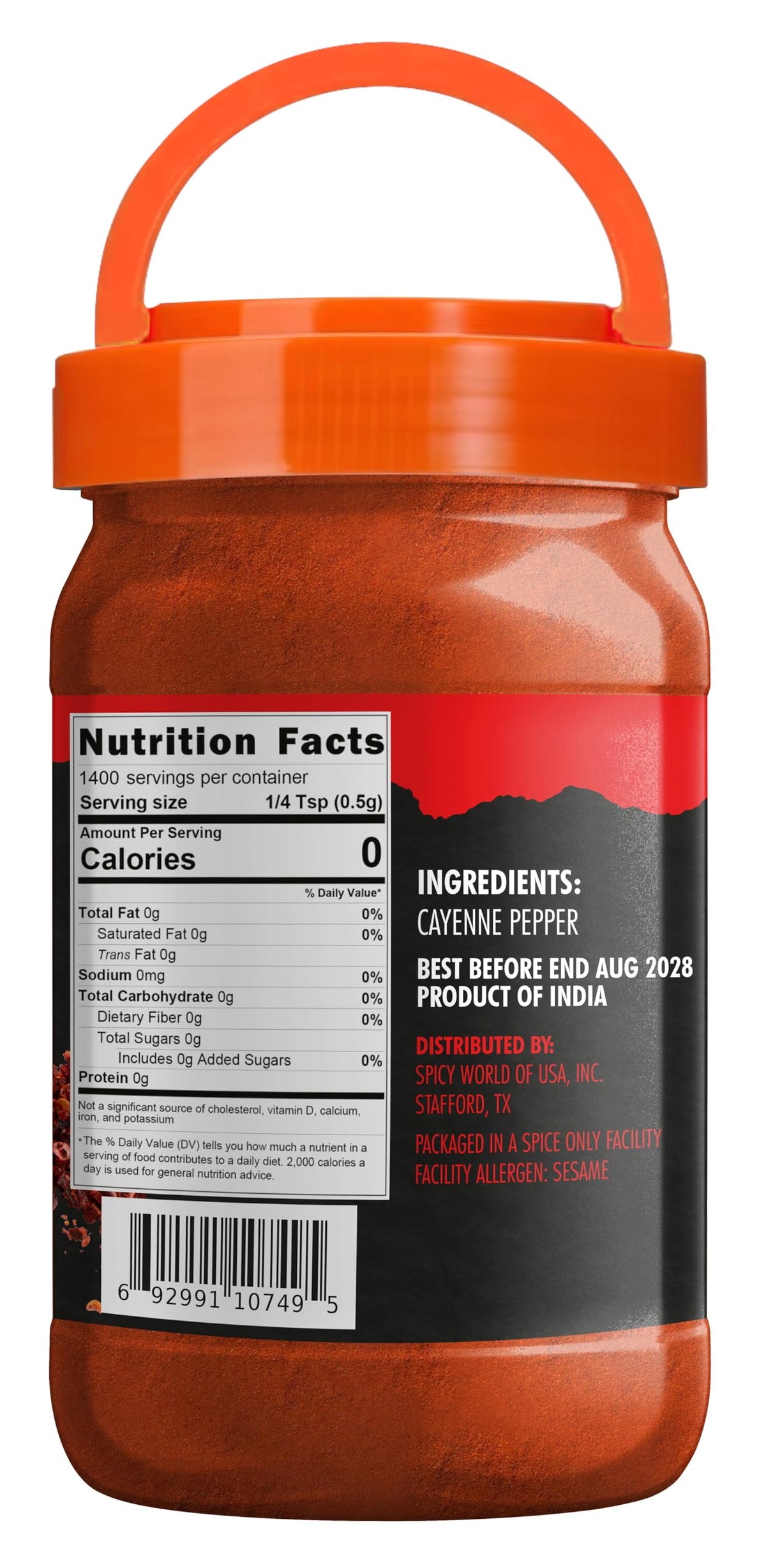 Cayenne Pepper Powder 2.5LB Jar 50,000 SHU Gluten Free N495