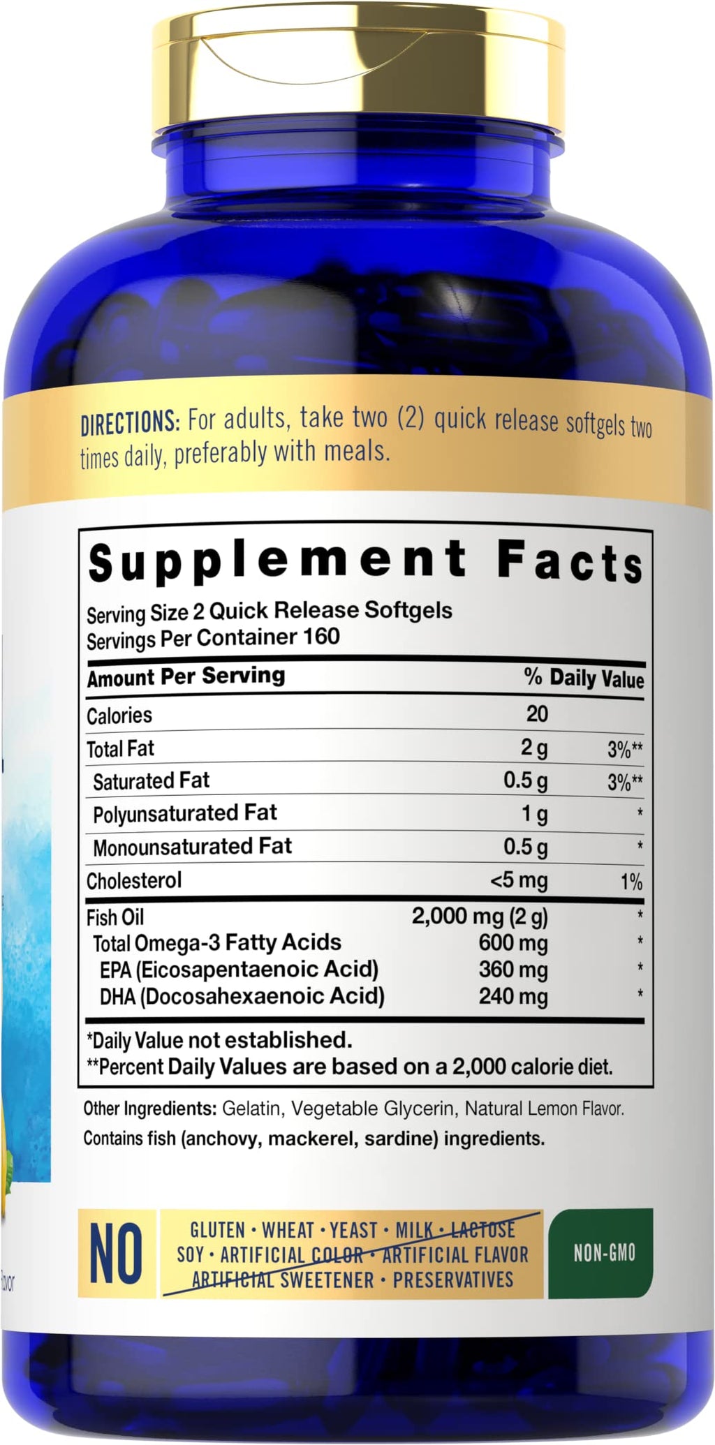 Fish Oil Omega 3 Supplements 2000mg 320 Softgels EPA & DHA K99546