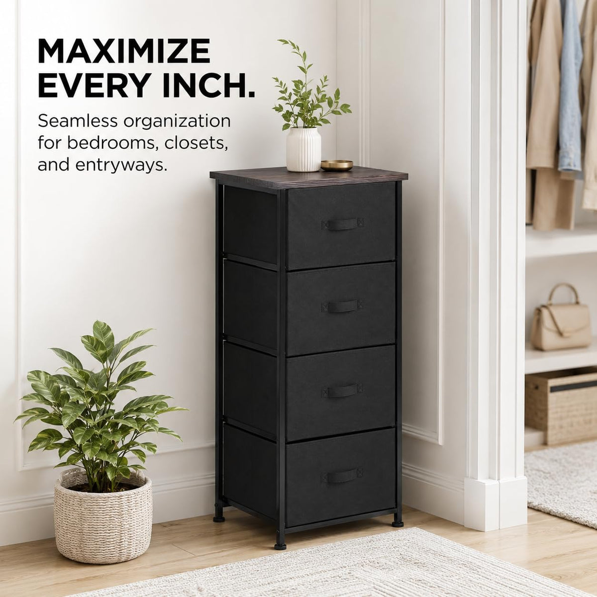 4 Drawer Fabric Storage Tower with Steel Frame J930