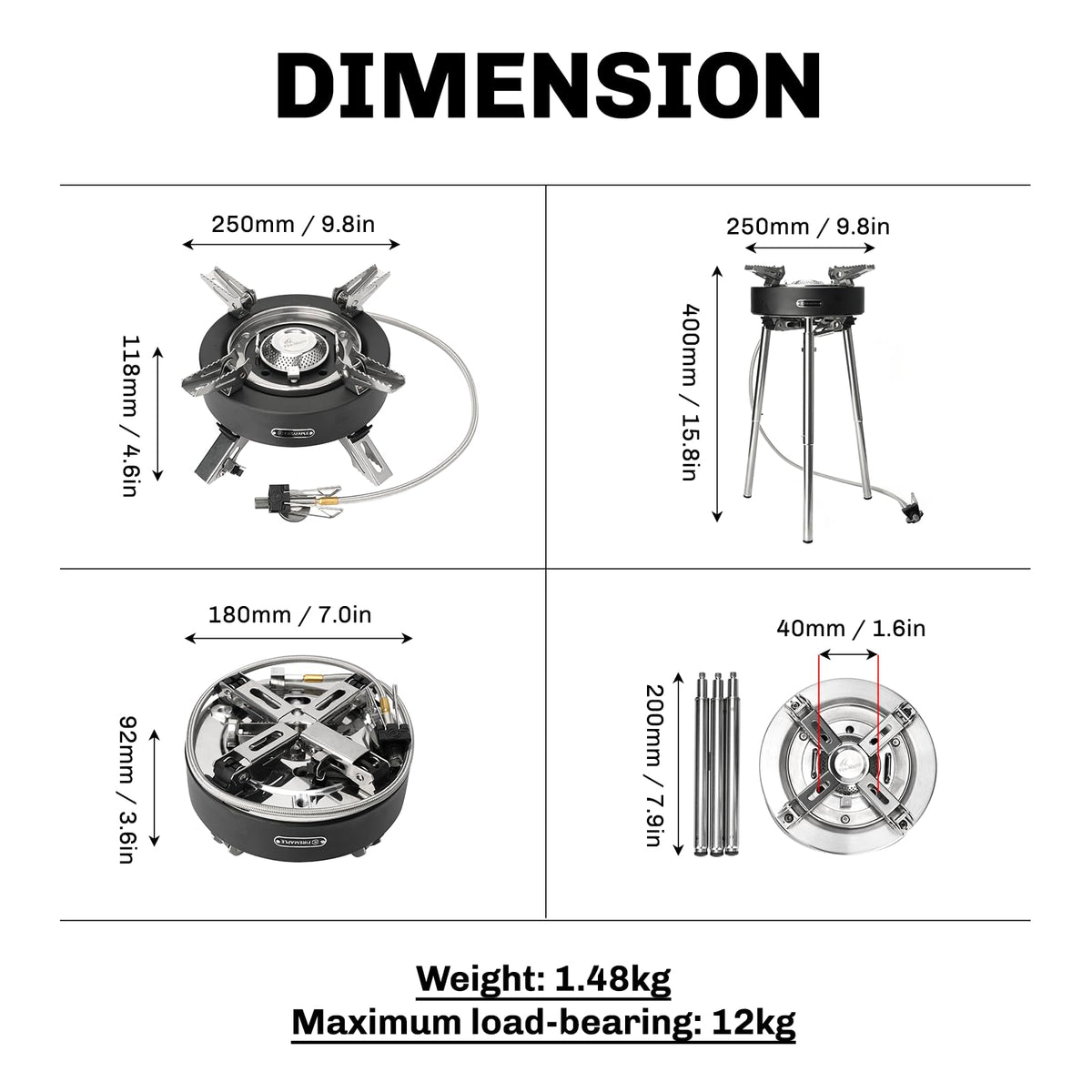 Camping Stove 4400W Gas Stove with Dual Preheating Tube P132