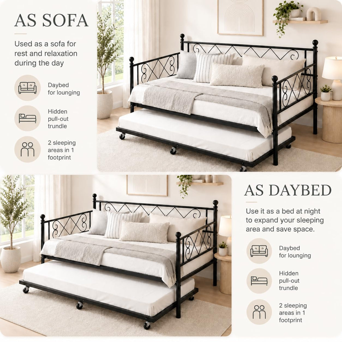 Twin Daybed with Trundle and Heart-Shaped Headboard X8118