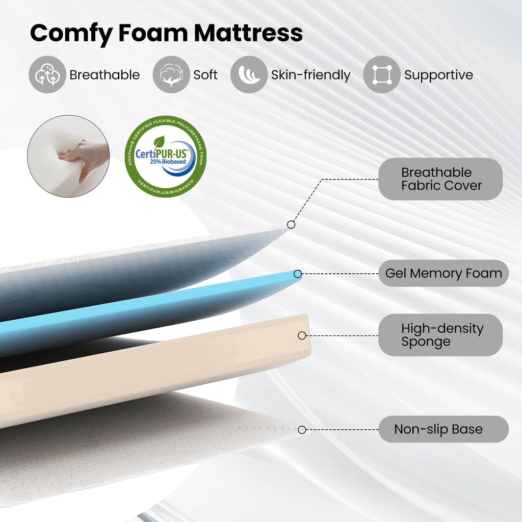 Twin Folding Bed with Memory Foam Mattress Y35471